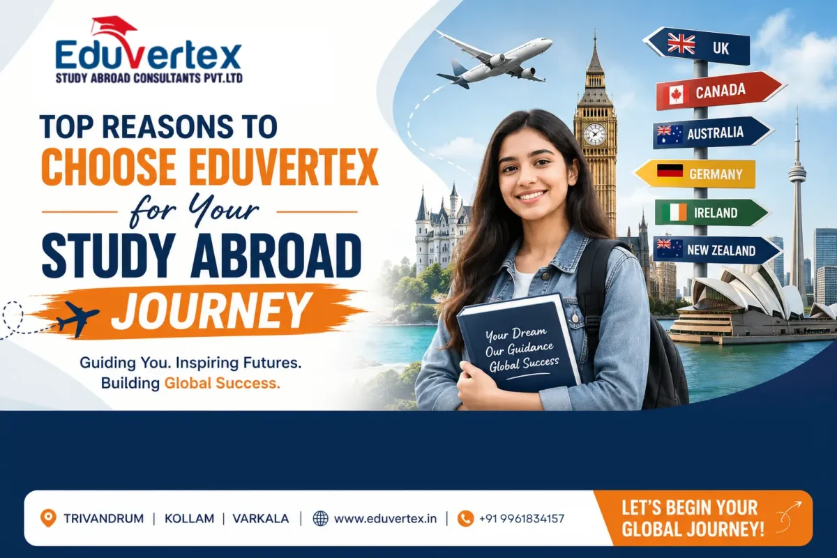 Student planning to study abroad with Eduvertex overseas education consultants offering admission, visa assistance, IELTS coaching, and scholarship guidance.