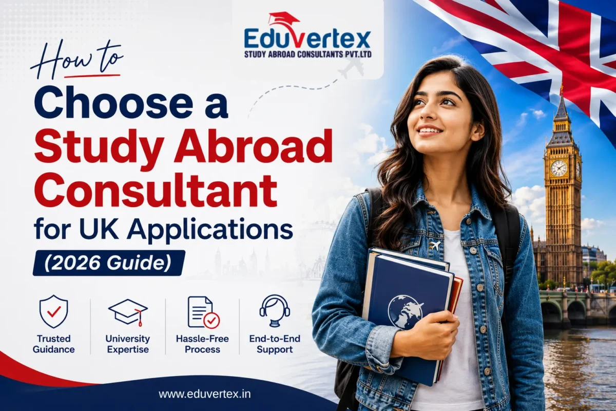 How to choose a study abroad consultant for UK applications with a student and London landmarks